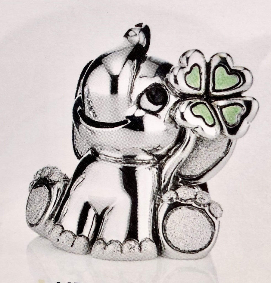 Elefantino argento con quadrifoglio portafortuna – Soffio Jewels
